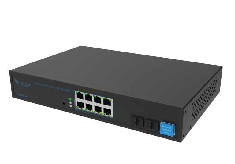 Hanwha - SKY-SW10g-001 - Switch SW10g (8 Port Gigabit PoE+ Switch with 2xSFP, 802.3af (max 15.4W), 802.3at (max 30W), max power budget 125W, 10/100/1000 Mbps)