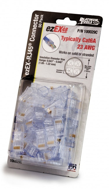 Platinum Tools - 105025 - ezEX48 Cat6A Connectors, Pkg 500/Bag