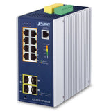 Planet - IGS-5225-8P4S-12V - Industrial L2+ 8-Port 10/100/1000T 802.3at PoE + 2-Port 100/1G SFP + 2-Port 100/1G/2.5G SFP Managed Ethernet Switch w/ 12V Booster