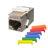 Simply 45 - S45-3270-25 - Cat6 STP Keystone Feed-Thru Coupler - w/6-Color Snap-On ID Bars Included. 1ea/Bag, 25/Pack