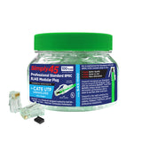 Simply 45 - S45-1100 - Standard Cat6/6a UTP RJ45 Modular Plugs with Bar45 Hi/Lo Stagger, Green Tint - 100pcs/Jar