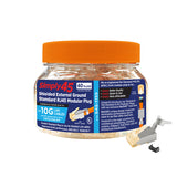 Simply 45 - S45-1155 - Standard Cat7a/7/6a Shielded External Ground RJ45 Modular Plugs with Bar45 Orange Tint, Hi/Lo Stagger - 50pcs/Jar