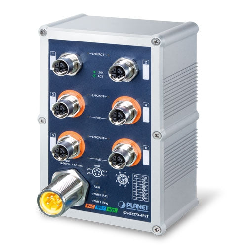 Planet - IGS-5227X-4P2T - Industrial IP67-rated 4-Port 10/100/1000T 802.3at PoE+ 2-Port 10/100/1000T Managed Ethernet Switch