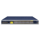 Planet - IGS-6325-24P4S - Industrial L3 24-Port 10/100/1000T 802.3at PoE + 4-Port Shared 100/1000X SFP Managed Ethernet Switch (-40~75C)