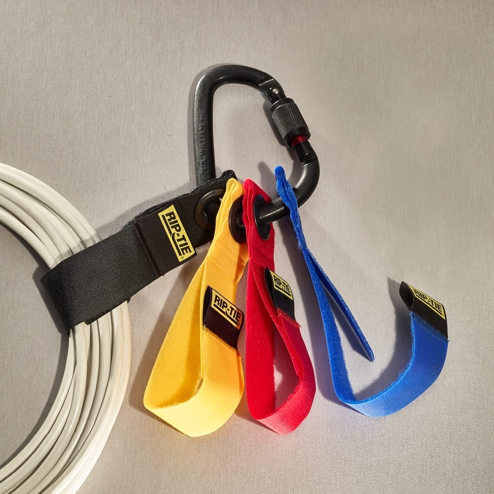 Rip-Tie - LGC-16-G04 - 1-1/2 Inch CableCarrier-LG with 4.5 Inch Heavy Duty Locking Carabiner Multi-Color Pack 1.5