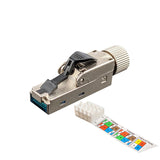 Simply 45 - S45-1710S - 10G Rated RJ45 Toolless Shielded Field Plug, Ultra Slim Design for Cat6/6a/7a Shielded LAN cables, - 1ea/Bag