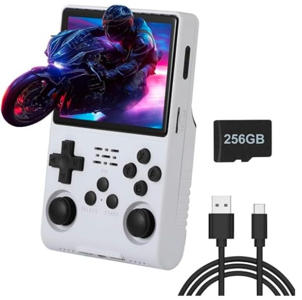 R40S PRO Handheld Game Console with 30,000 Games 3.5 inch IPS Screen Mini Retro Console 3800mAh Portable Pocket Arcade 45+ Emulators with 256G TF Card
