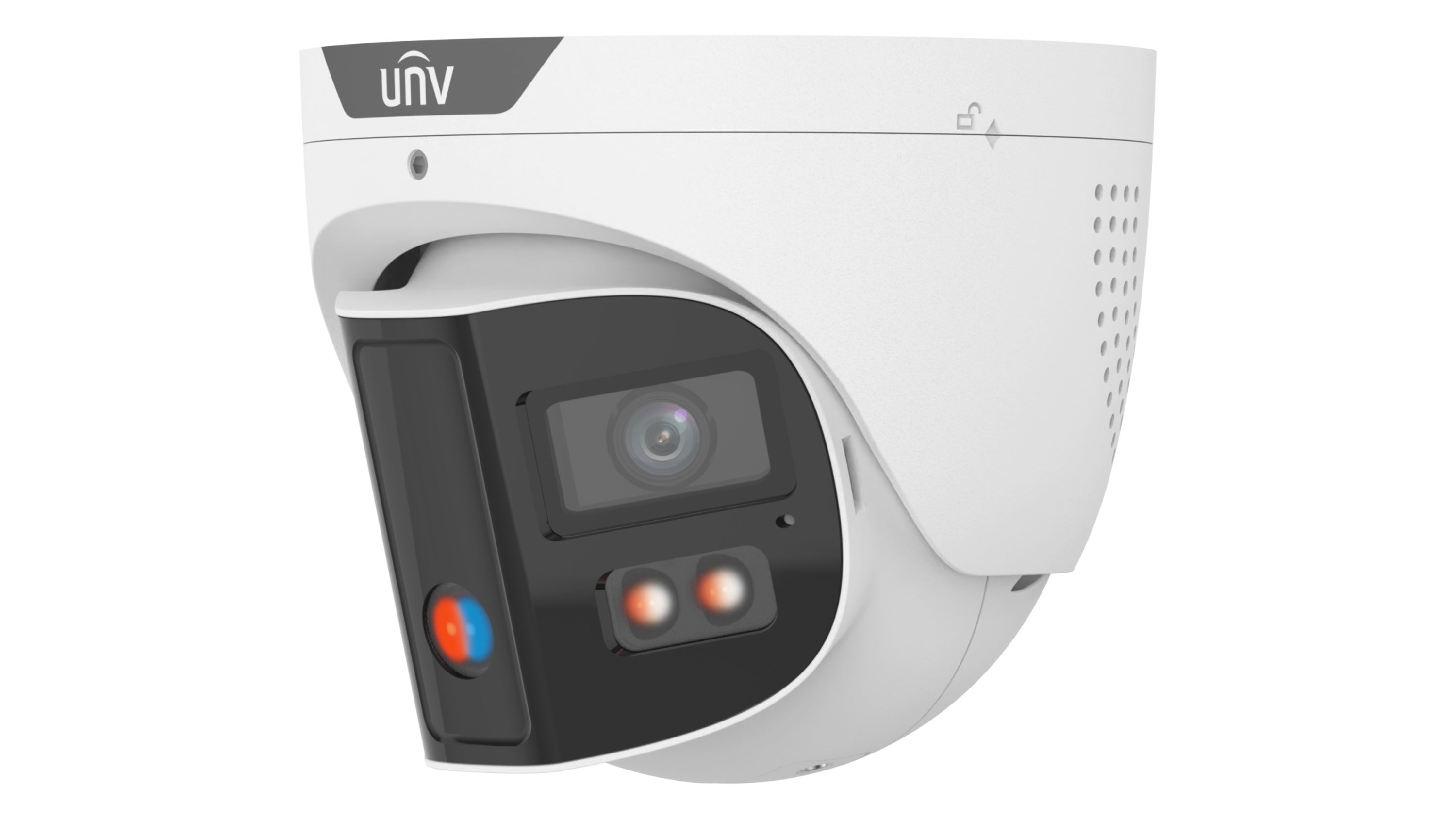 UNV - IPC3K28SE-ADF28KMC-DL-I0 - UNV 8MP Pano White Light Turret 180, Red & Blue Strobe Light