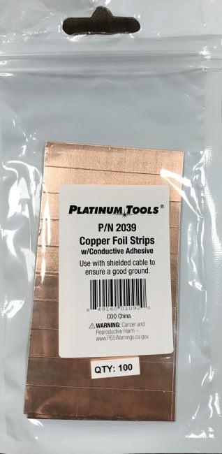 Platinum Tools - 2039 - Copper Foil Strips w/Conductive Adhesive. 100/Bag.