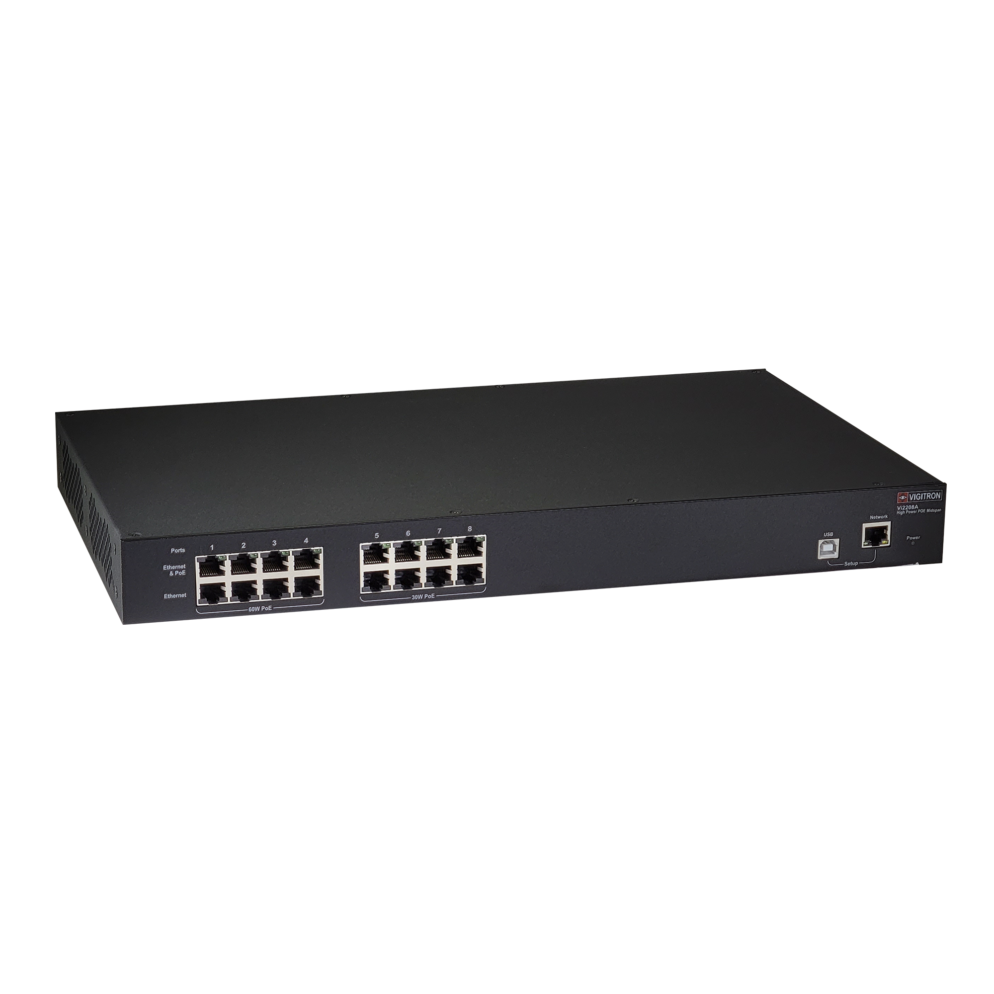 Vigitron - Vi2208A - 8-Port MaxiiPower™ af/at 36/72W Managed PoE Midspan (300W PS)