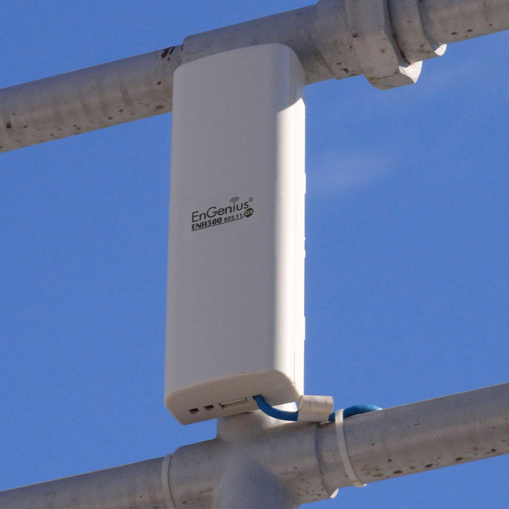 EnGenius - ENH500-AX - 11ax, 2x2 MU-MIMO Outdoor IP55-Rated, High-Powered 26dBm, Single-Band, Managed AP with Integrated 16dBi Directional antennas, 2 GBE Ports, Proprietary PoE, speeds up-to 1200Mbps on 5 GHz. Includes PoE (24V) Injector, Wall Mount