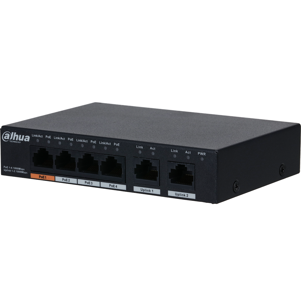 Dahua - DH-PFS3006-4GT-60 - 4-port PoE Gigabit switch 60W(Hi-PoE)