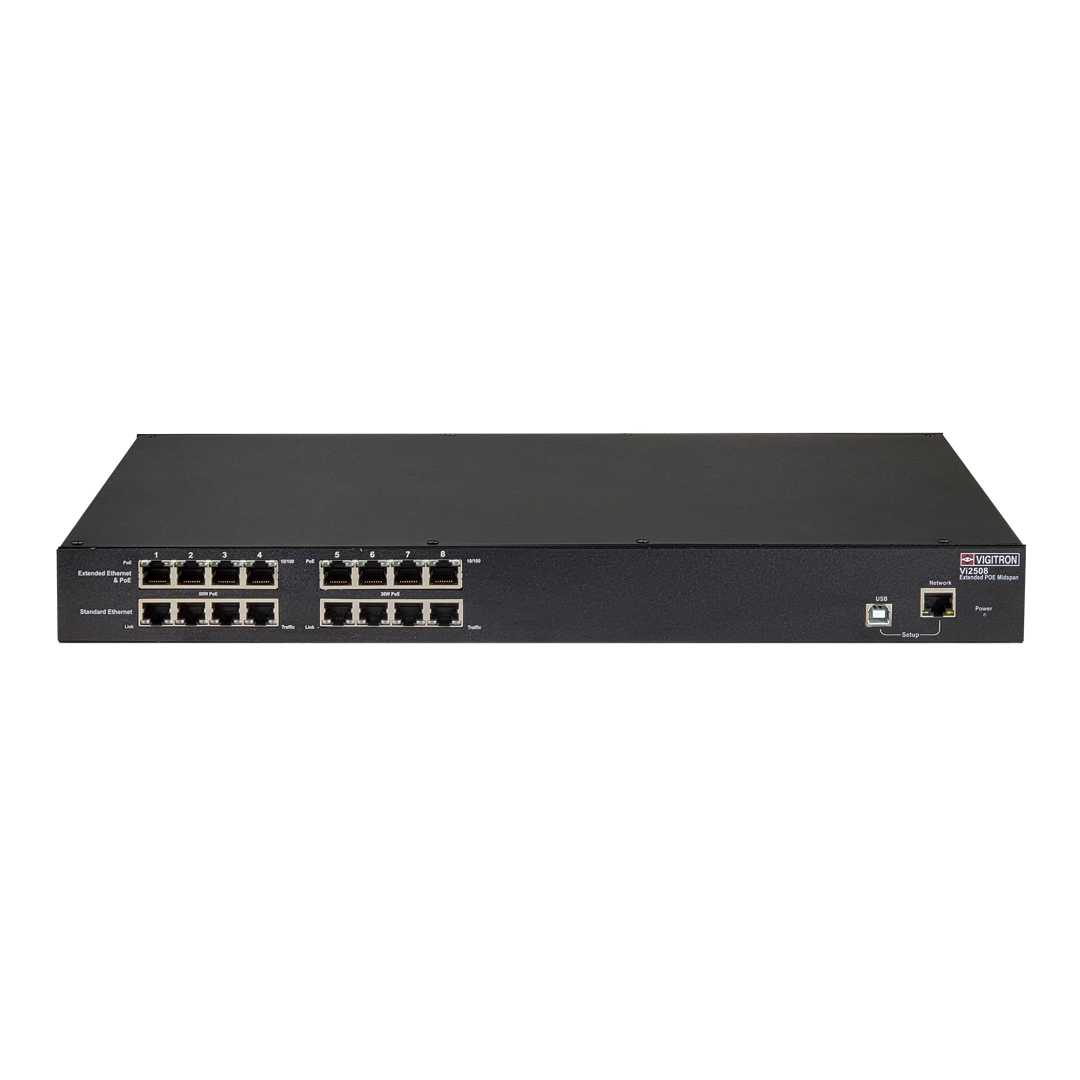 Vigitron - Vi2508 - 8-Port MaxiiPower™ Managed af/at 72W PoE Midspan w/ UTP Extender (300W PS)