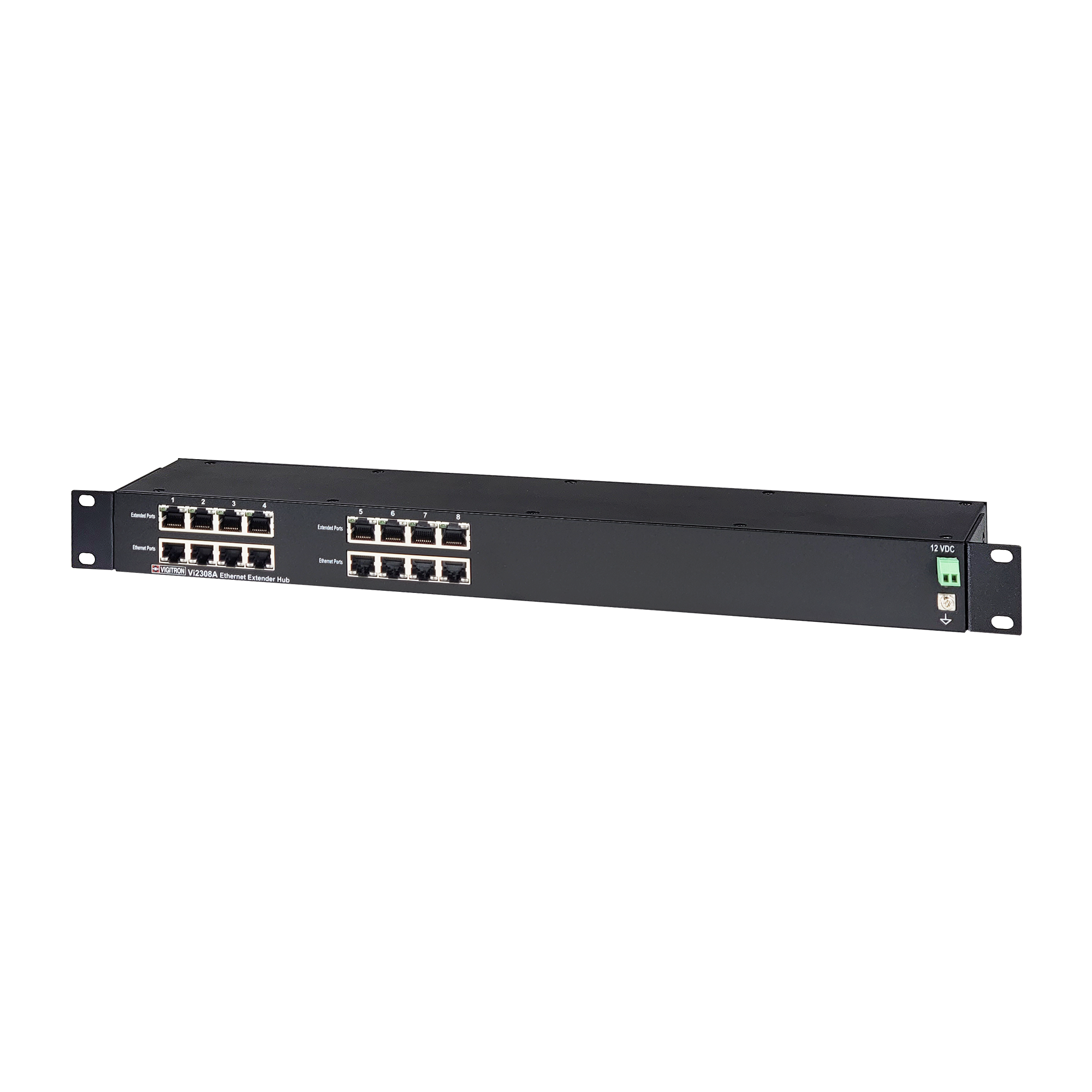 Vigitron - Vi2308A - 8-Port MaxiiCopper™ Ethernet Extender over UTP, af/at/bt 72W PoE, Requires 12VDC @ 3A PS, suggested Vi0014