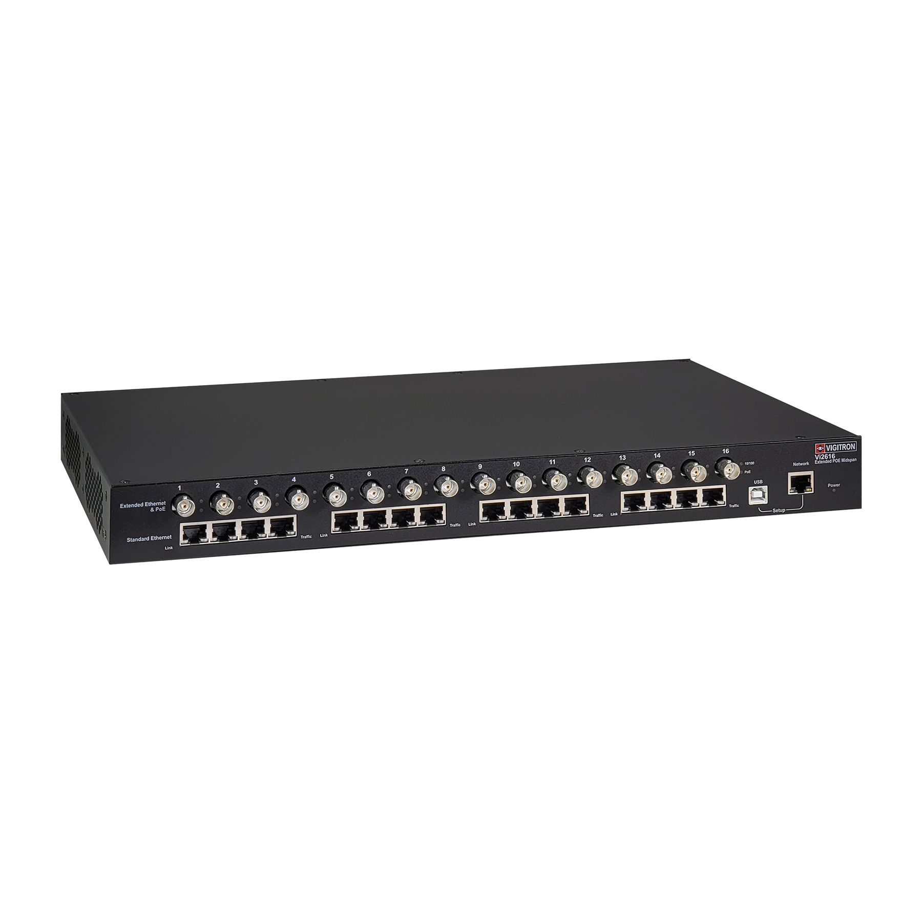 Vigitron - Vi2616 - 16-Port MaxiiPower™ Managed af/at 37W Midspan w/ Coax Extender (600W PS)