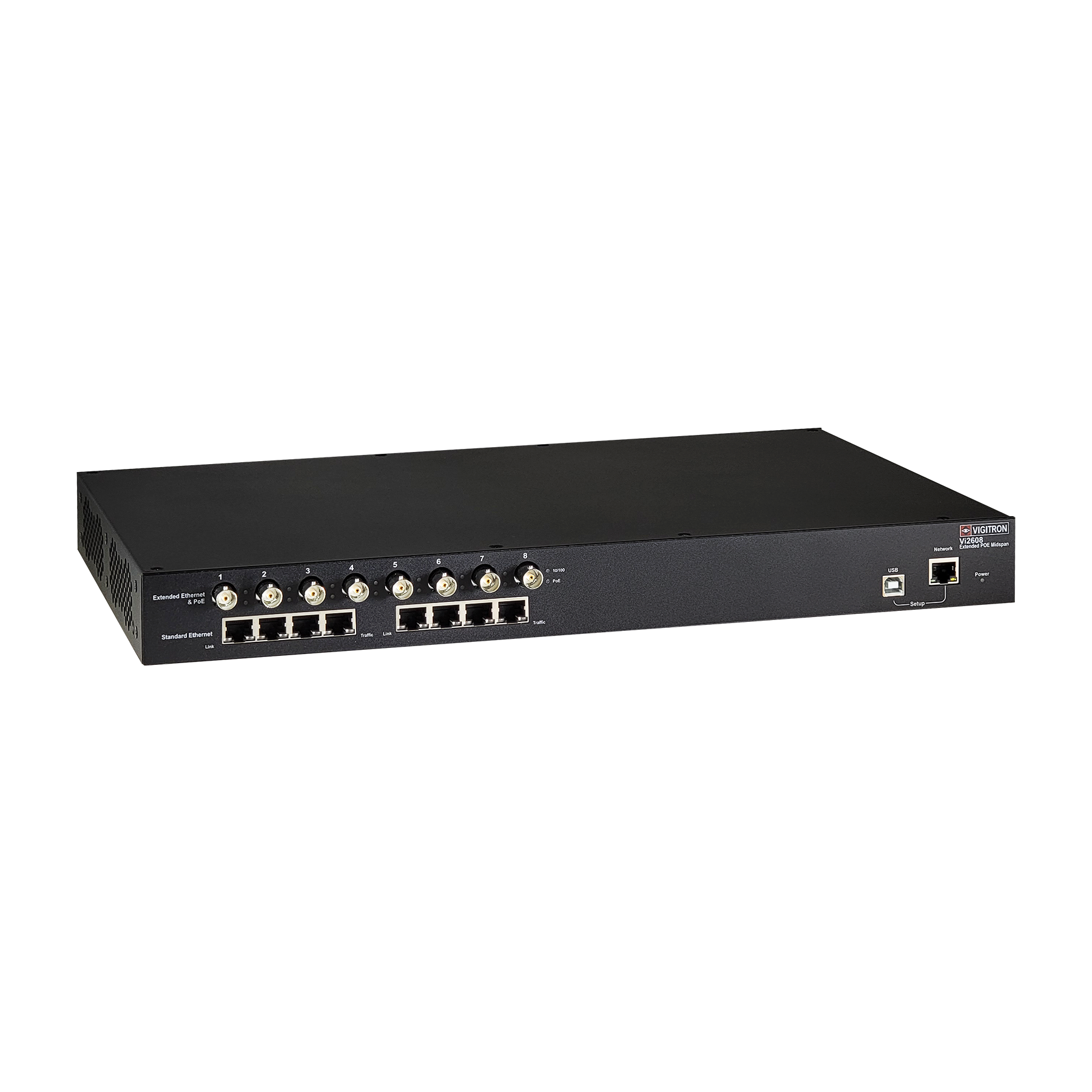 Vigitron - Vi2608 - 8-Port MaxiiPower™ Managed af/at 37W Midspan w/ Coax Extender (300W PS)