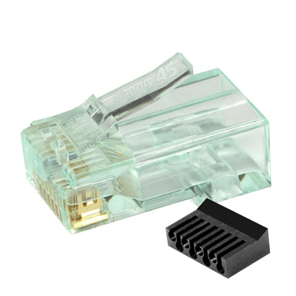 Simply 45 - S45-1100 - Standard Cat6/6a UTP RJ45 Modular Plugs with Bar45 Hi/Lo Stagger, Green Tint - 100pcs/Jar