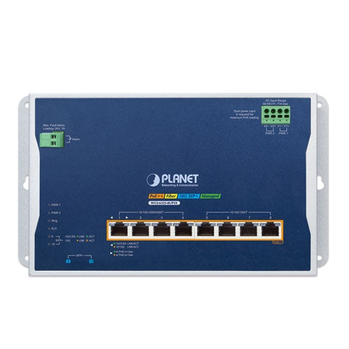 Planet - WGS-6325-8UP2X - Industrial L3 4-Port 2.5G 802.3bt PoE + 4-Port 10/100/1000T 802.3bt PoE + 2-Port 10G SFP+ Wall-mount Managed Switch