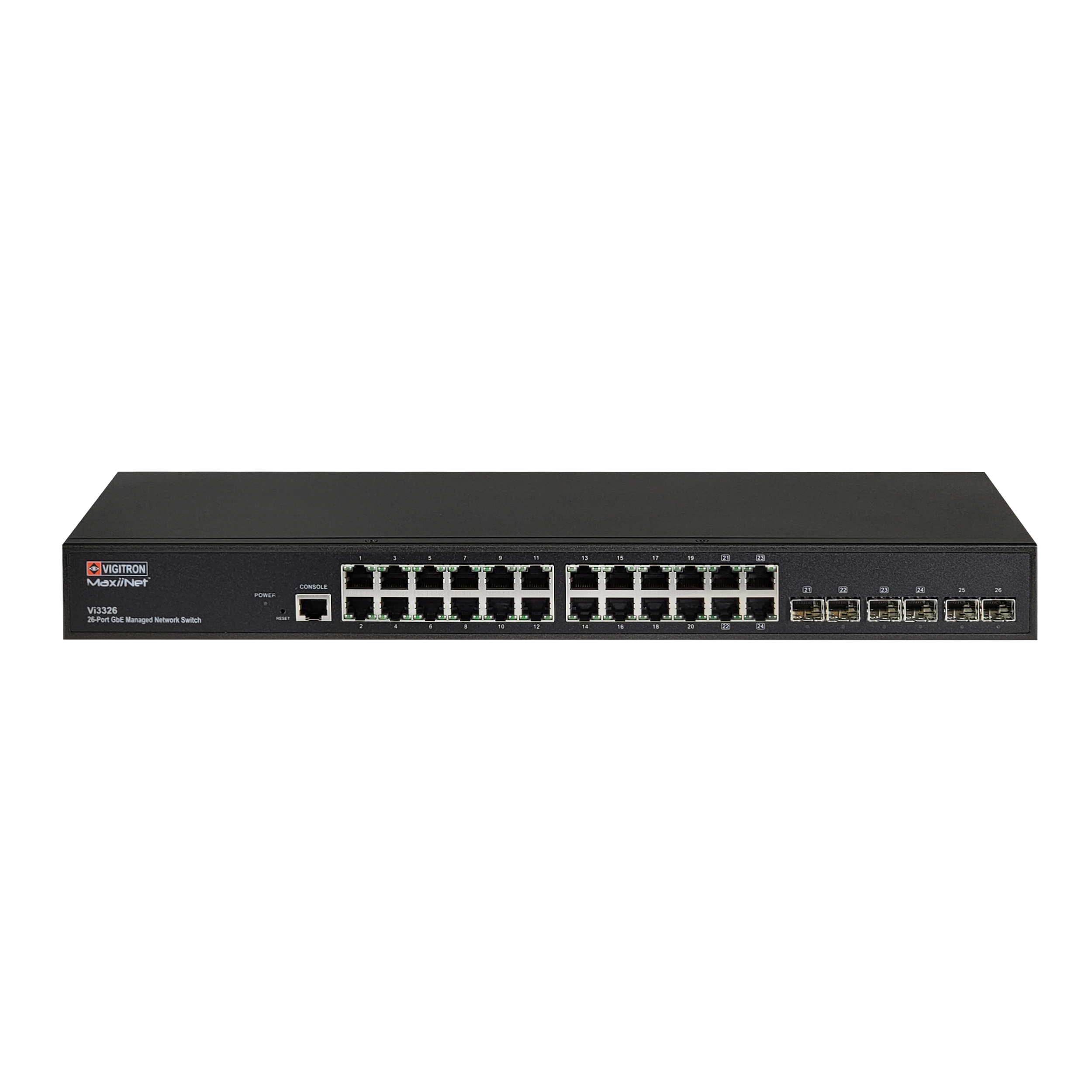 Vigitron - Vi3326 - 26-Port MaxiiNet™ L2+ Network Core Switch, 20 Copper ports, 4 combo ports, 2 Independent Fiber ports 1G