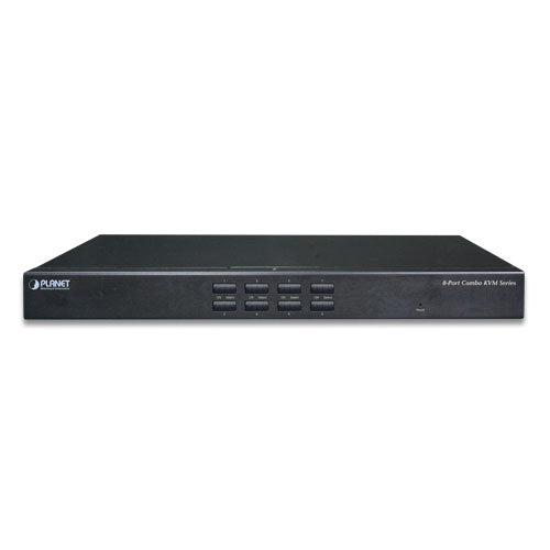 Planet - IKVM-210-08 - 8-Port Combo IP KVM Switch: Up to 64 computers, On Screen Display (OSD), Quick View Setting (QVS), Hotkey, Stackable, 1U rack-mount, Multiplatform–Windows, Linux, Mac, Sun