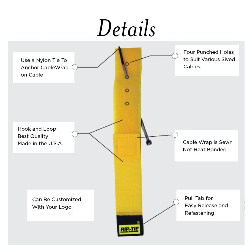 Rip-Tie - M-06-WO - 3/4 Inch Wide Original CableWrap with Write-On Pull Tab