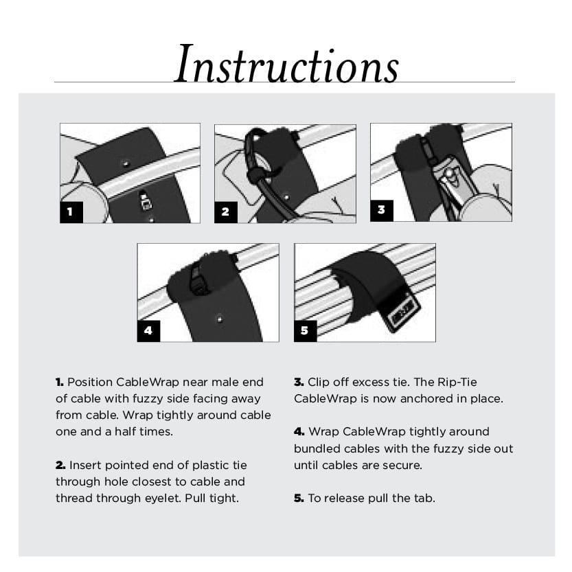 Rip-Tie - H-06-WO - One Inch Wide Original CableWrap with Write-On Pull Tab 1″ x 6