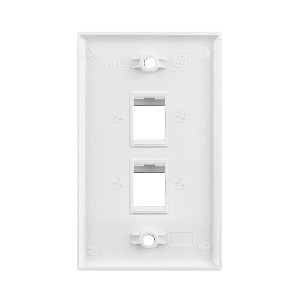 Simply 45 - S45-3202W - 2 Port White Keystone Wall Plate, Standard, Single Gang, UL - 1EA/BAG