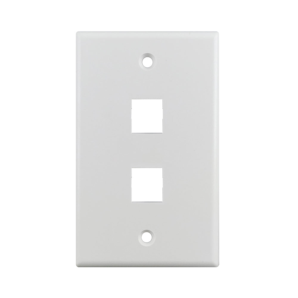 Simply 45 - S45-3202W-25 - 2 Port White Keystone Wall Plate, Standard, Single Gang, UL - 1EA/Bag, 25/Pack