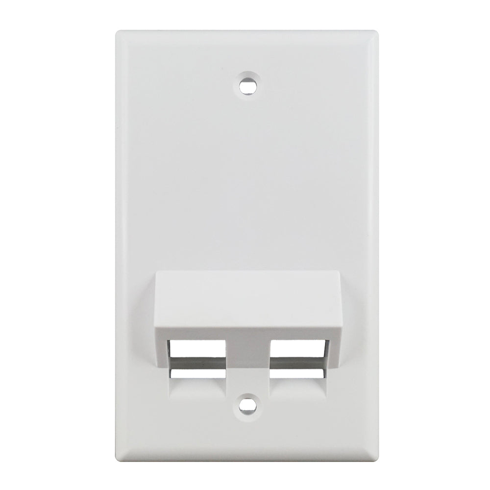 Simply 45 - S45-3202AW-25 - 2 Angled Port White Keystone Wall Plate, Standard, Single Gang, UL - 1EA/Bag, 25/Pack