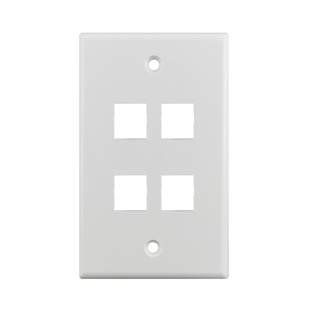 Simply 45 - S45-3204W-25 - 4 Port White Keystone Wall Plate, Standard, Single Gang, UL - 1EA/Bag, 25/Pack