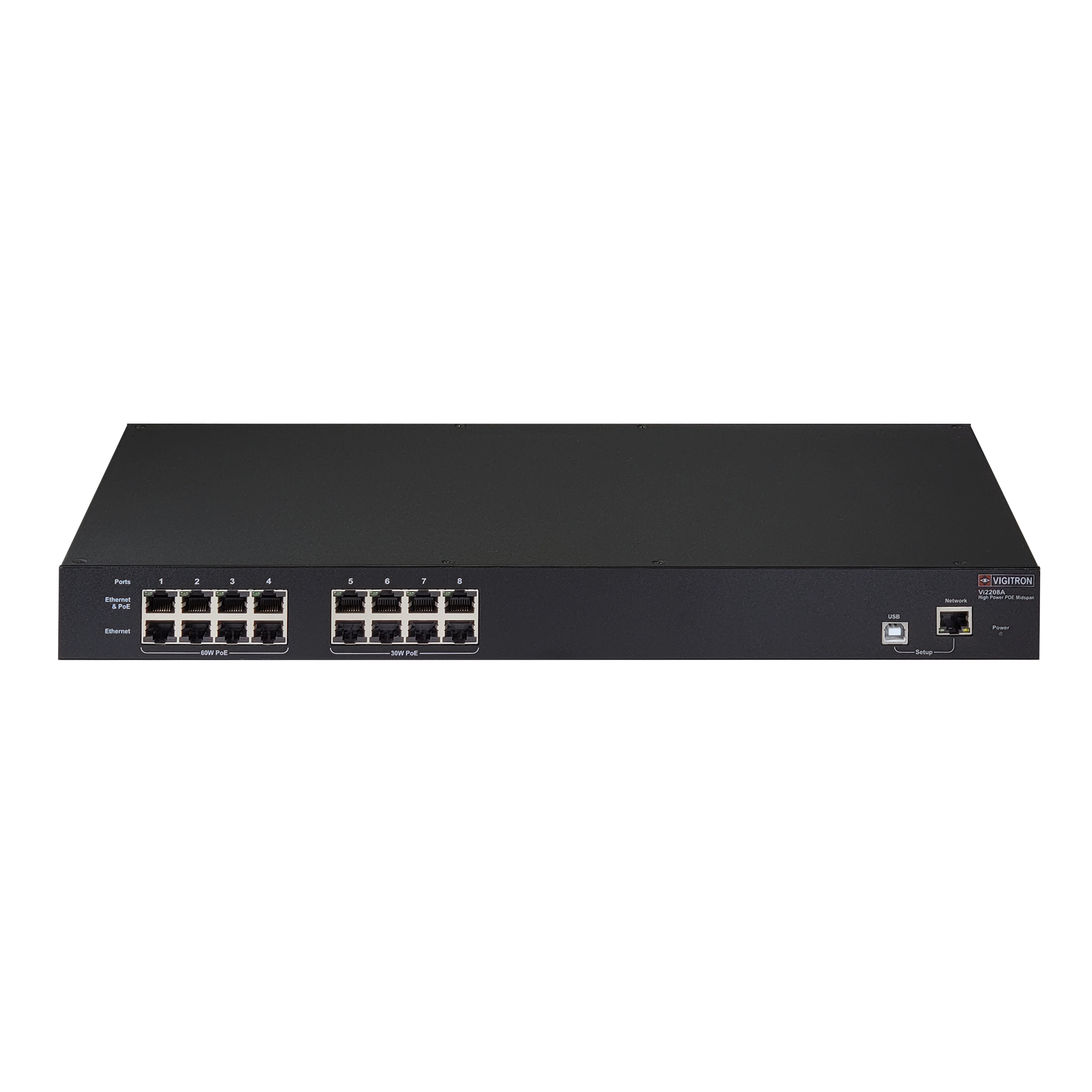 Vigitron - Vi2208A - 8-Port MaxiiPower™ af/at 36/72W Managed PoE Midspan (300W PS)