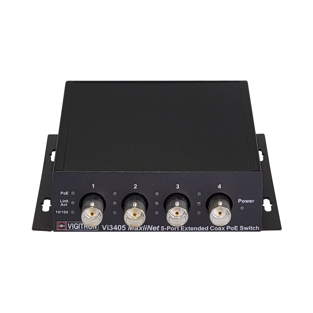 Vigitron - Vi3405 - 5-Port MaxiiNet™ Extended Coax PoE Switch, Standard Uplink