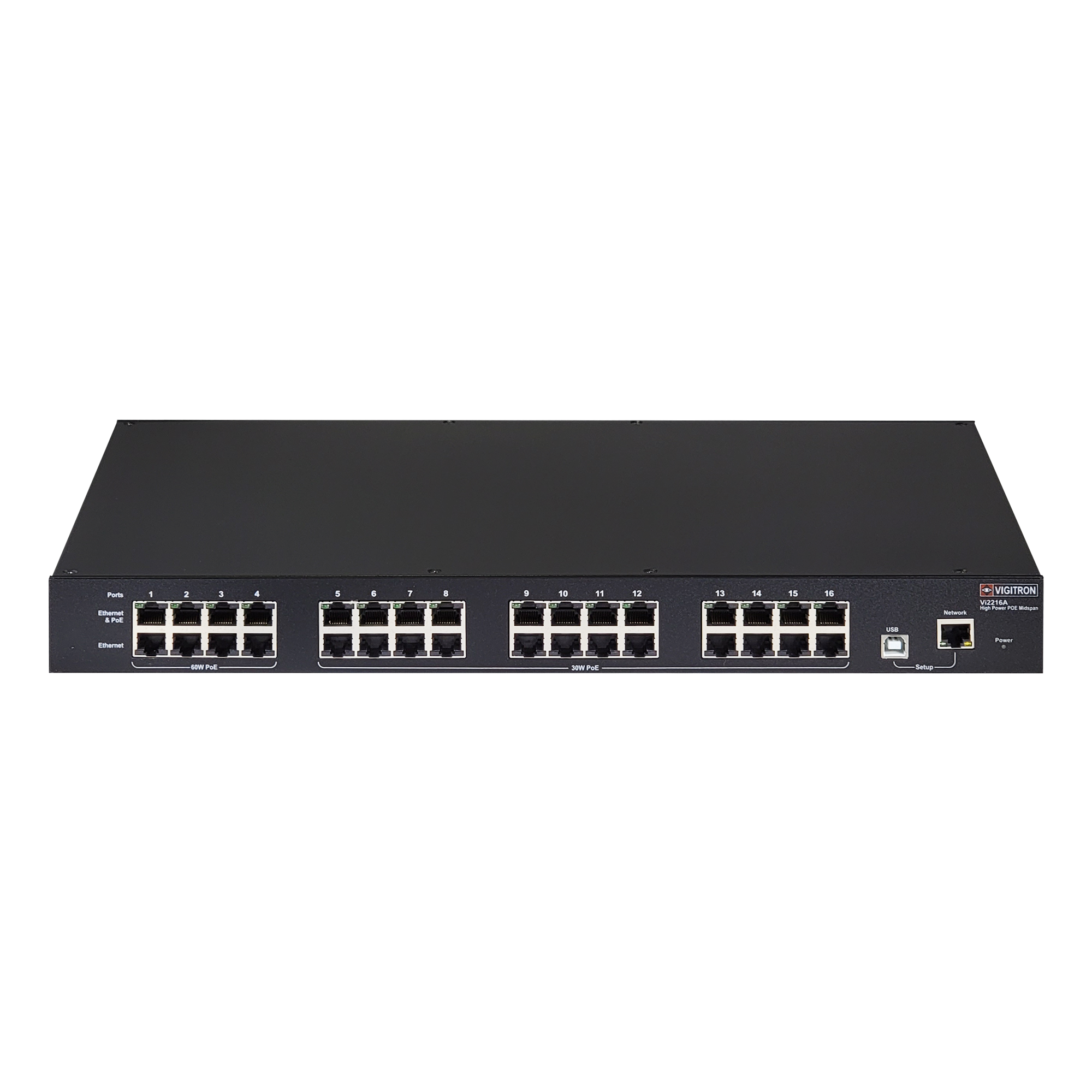 Vigitron - Vi2216A - 16-Port MaxiiPower™ af/at 36/72 Managed PoE Midspan (550W PS)