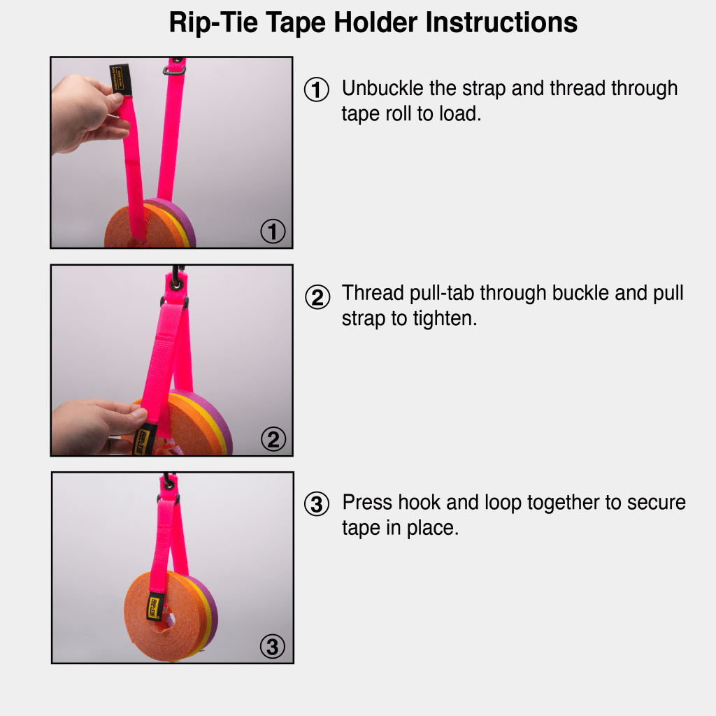 Rip-Tie - TH-H34 - One Inch Wide TapeHolder with Carabiner, 1″ x 34″