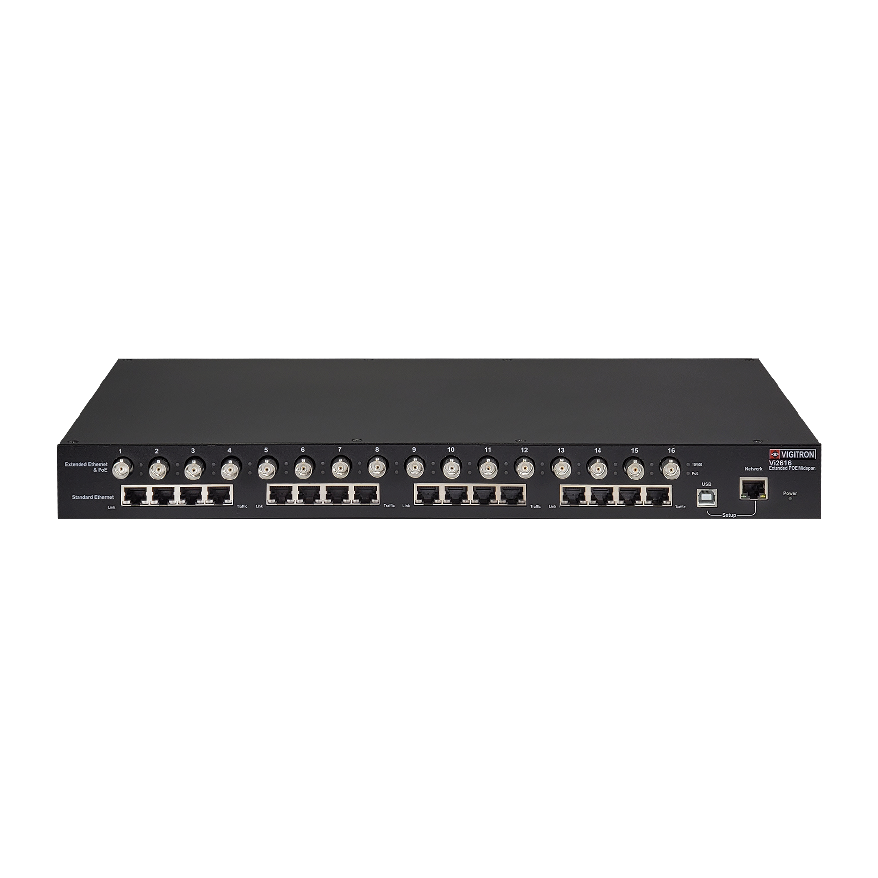 Vigitron - Vi2616 - 16-Port MaxiiPower™ Managed af/at 37W Midspan w/ Coax Extender (600W PS)