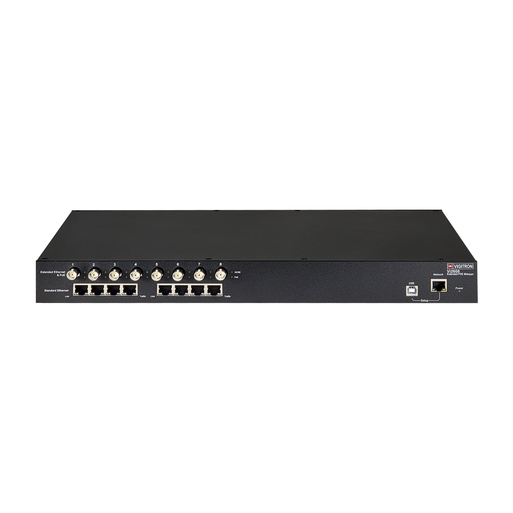Vigitron - Vi2608 - 8-Port MaxiiPower™ Managed af/at 37W Midspan w/ Coax Extender (300W PS)