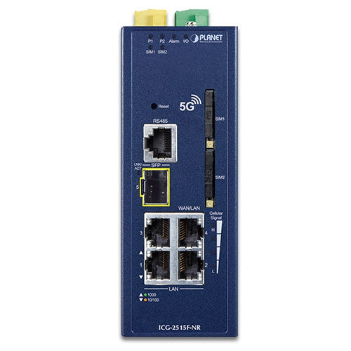 Planet - ICG-2515F-NR - Industrial 5G NR Cellular Gateway with 1-Port 1000X SFP