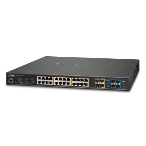 Planet - GS-5220-24UPL4XVR - L3 24-Port 10/100/1000T 802.3bt PoE + 4-Port 10G SFP+ Managed Switch with LCD Touch Screen and Redundant Power (600W)