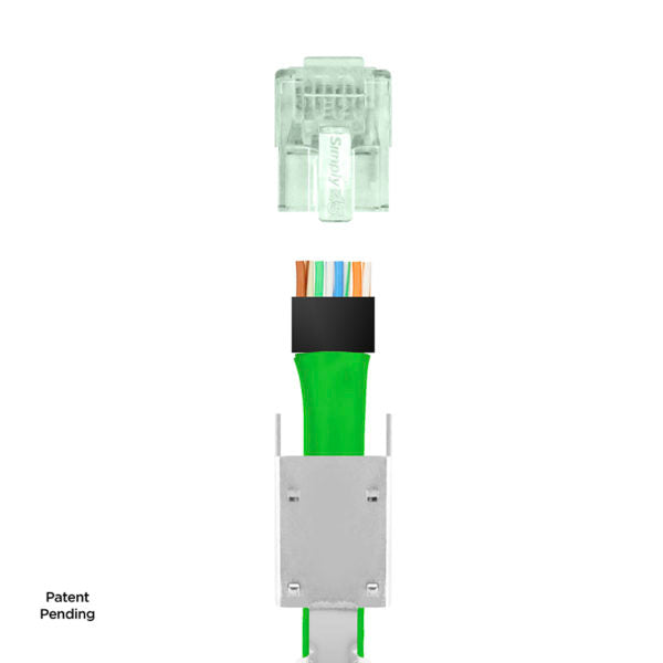 Simply 45 - S45-1150 - Standard Shielded (External Ground) Cat6 STP RJ45 Modular Plugs with Bar45 Green Tint, Hi/Lo Stagger - 50pcs/Jar