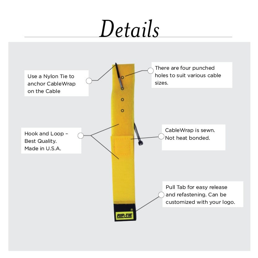 Rip-Tie - H-03-WO - One Inch Wide Original CableWrap with Write-On Pull Tab 1″ x 3