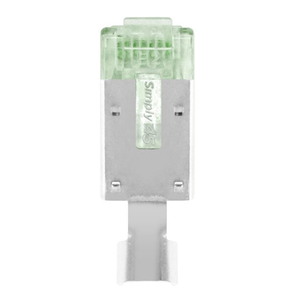 Simply 45 - S45-1650P - PROSeries Pass Through 1 Piece Shielded External Ground Green Tint - Cat6 STP with Cap45 - 50pc Jar