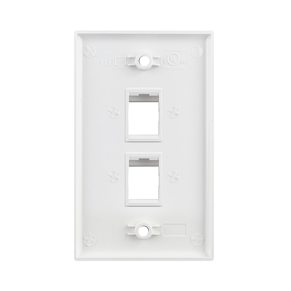Simply 45 - S45-3202W-25 - 2 Port White Keystone Wall Plate, Standard, Single Gang, UL - 1EA/Bag, 25/Pack