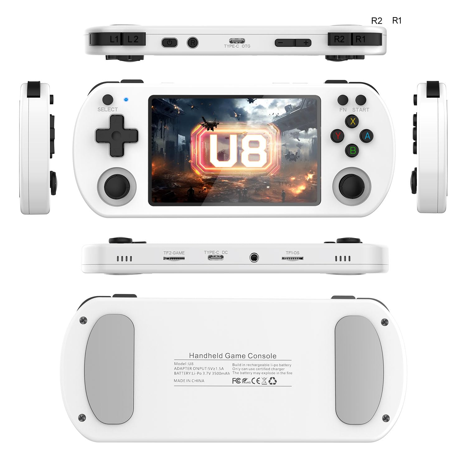 2025 U8 New Retro Handheld Game Console with 20,000 Plus Preloaded Games - 4.0 Inch IPS Screen - Linux System