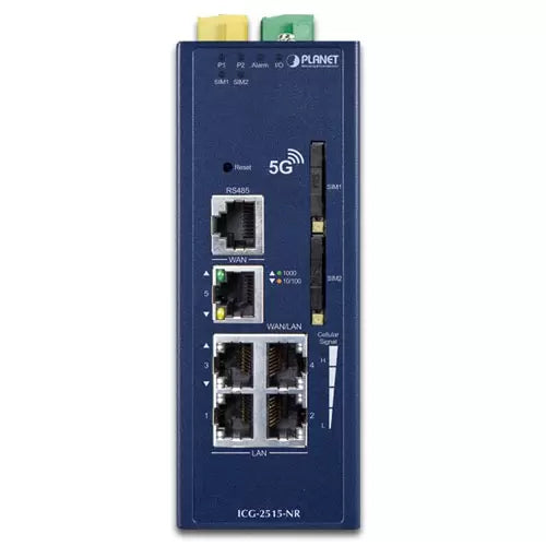 Planet - ICG-2515W-NR - Industrial 5G NR Cellular Wireless Gateway with 5-Port 10/100/1000T
