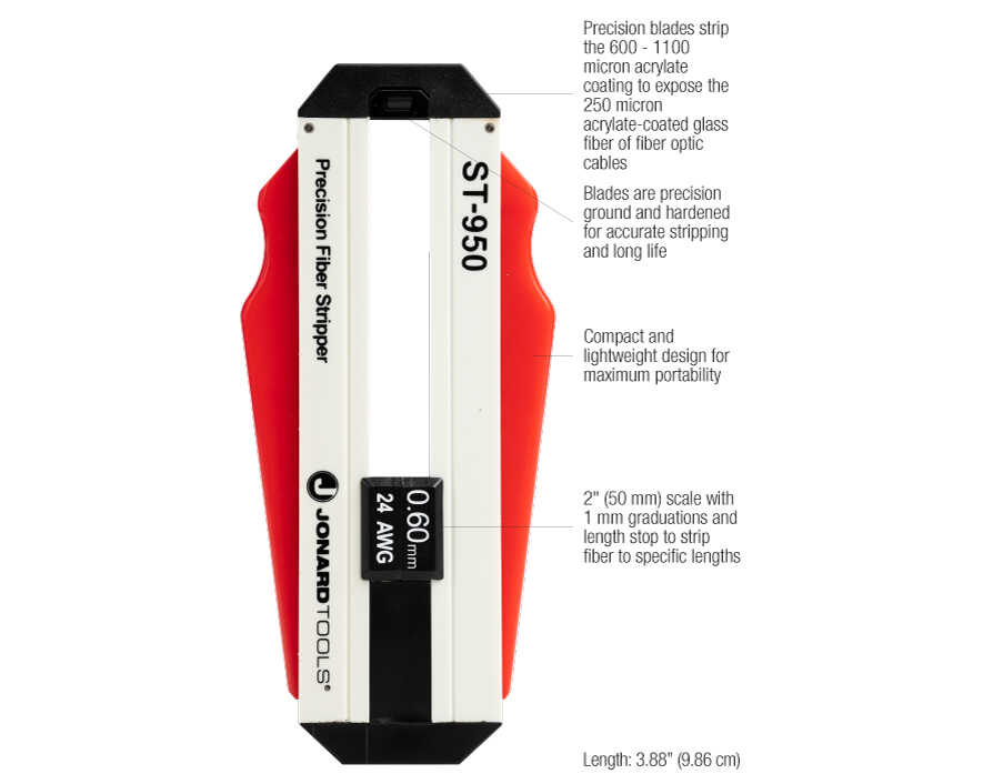 Jonard Tools - ST-950 - Precision Fiber Optic Stripper (0.6 - 1.1 mm)