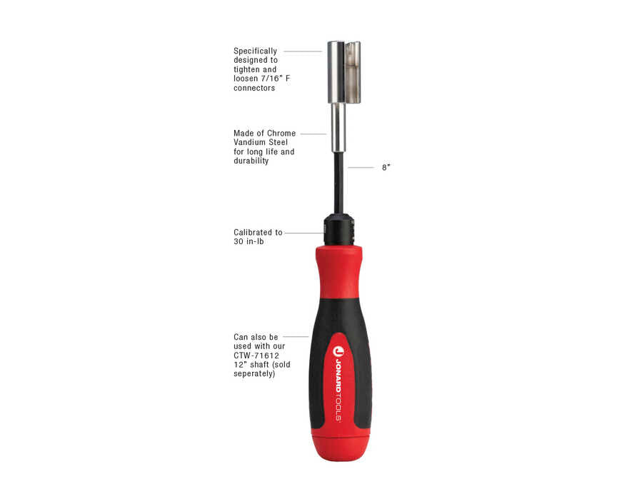 Jonard Tools - CTW-71638 - F Connector Torque Wrench, 30 in-lb, 8