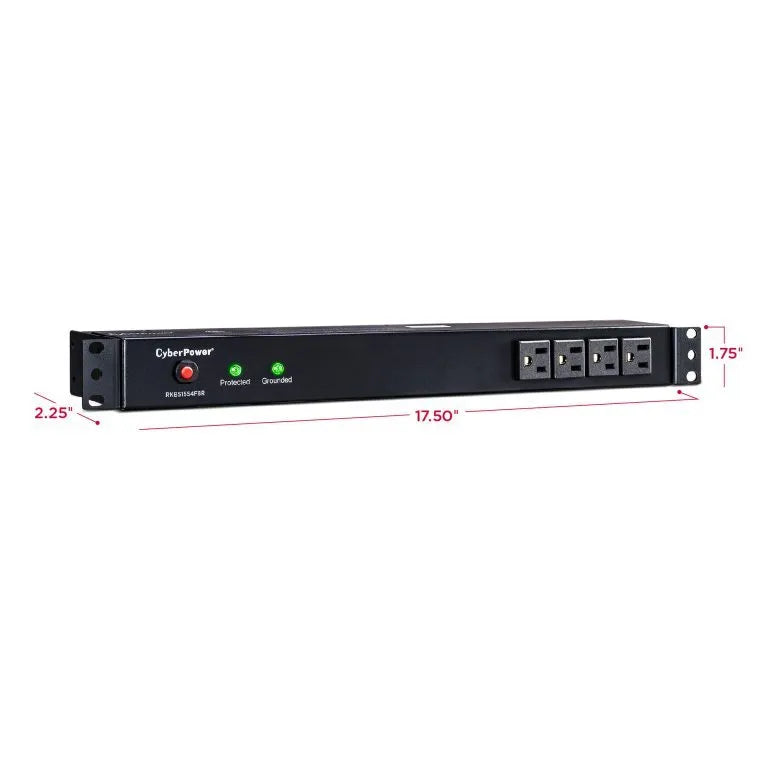 CYBERPOWER - RKBS15S4F8R - 3600 J, 120 V, NEMA 5-15P plug, 12 NEMA 5-15R (4 front, 8 rear), 15 ft cord, Limited lifetime warranty