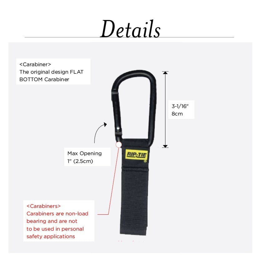 Rip-Tie - LGC-12-G04 - 1-1/2 Inch CableCarrier-LG with 4.5 Inch Heavy Duty Locking Carabiner Multi-Color Pack 1.5
