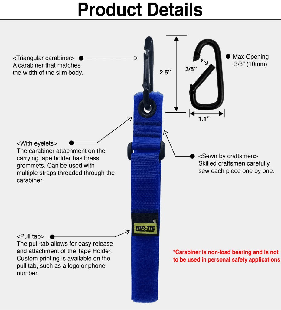 Rip-Tie - TH-M16 - 3/4 Inch Wide TapeHolder with Carabiner 3/4