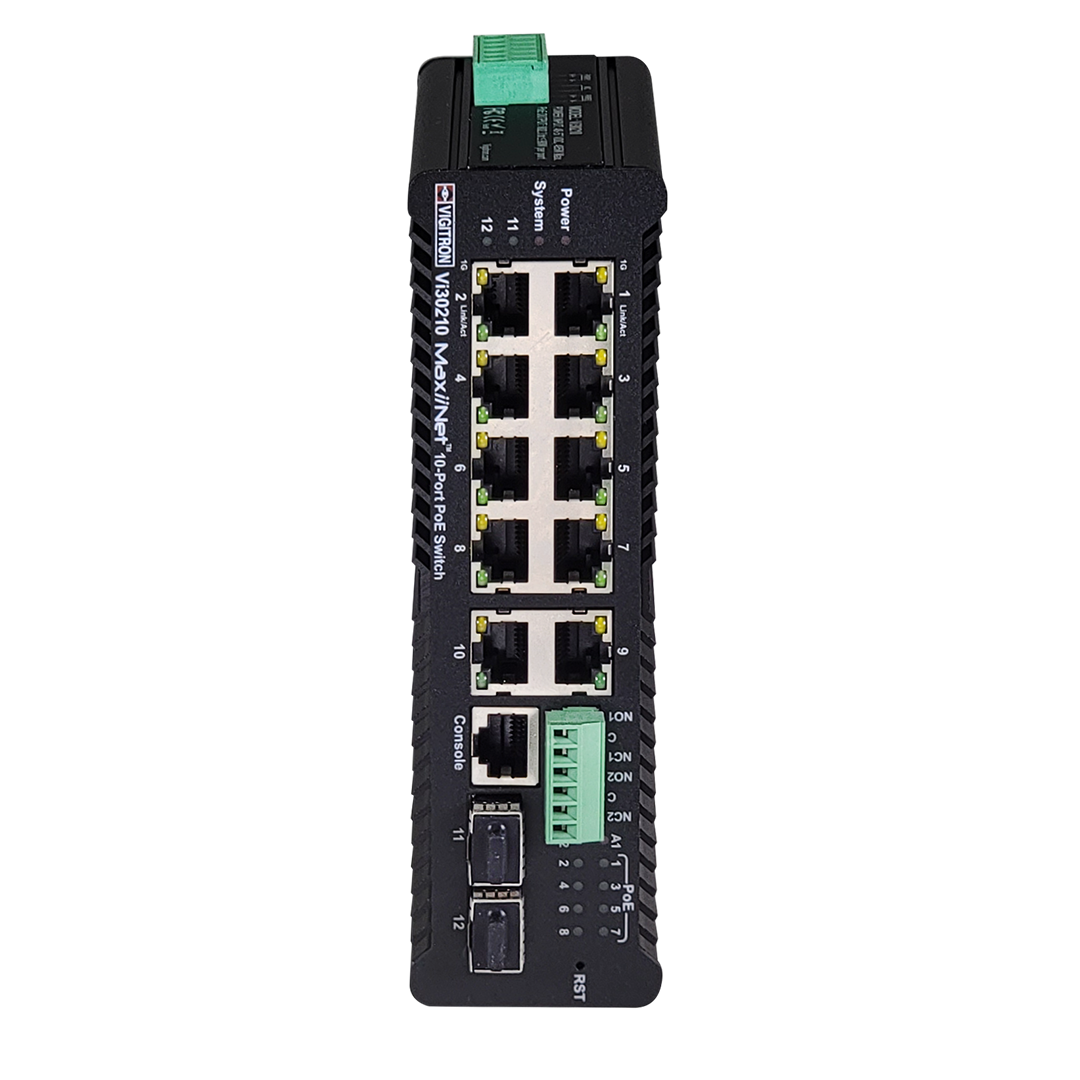 Vigitron - Vi30210 - Hardened Managed 10-Port, L2+, 1G Industrial 90W PoE Ring Switch